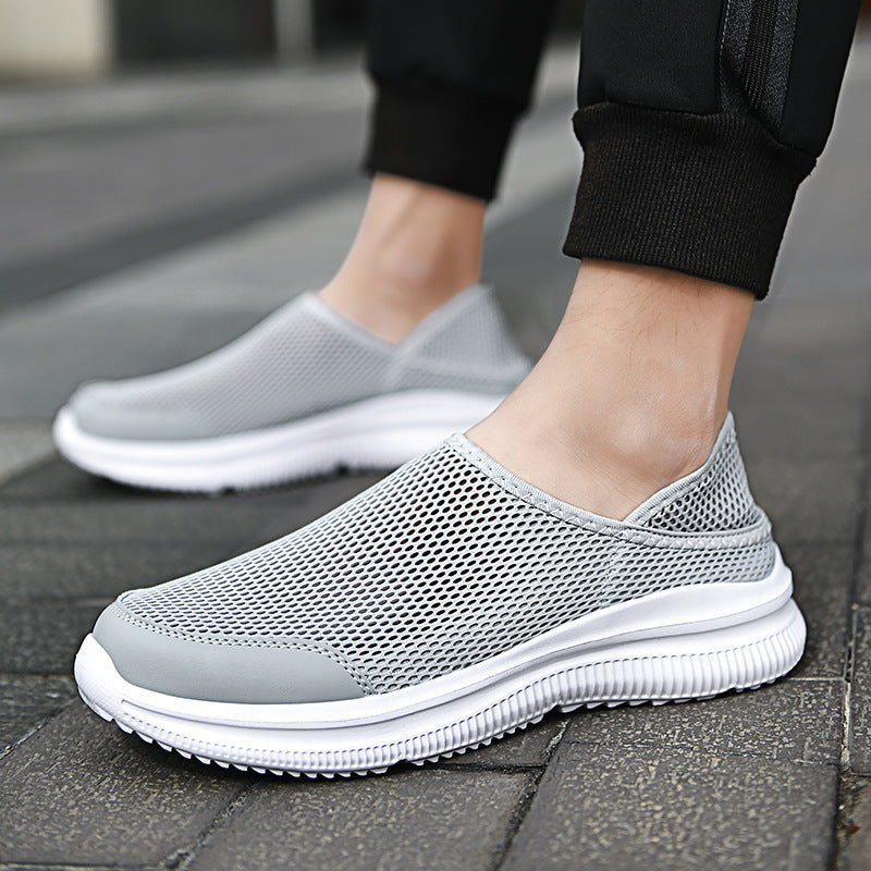 Men's Breathable Mesh Slip-On Shoes - Lightweight Casual Sneakers Light Grey Men's Shoes