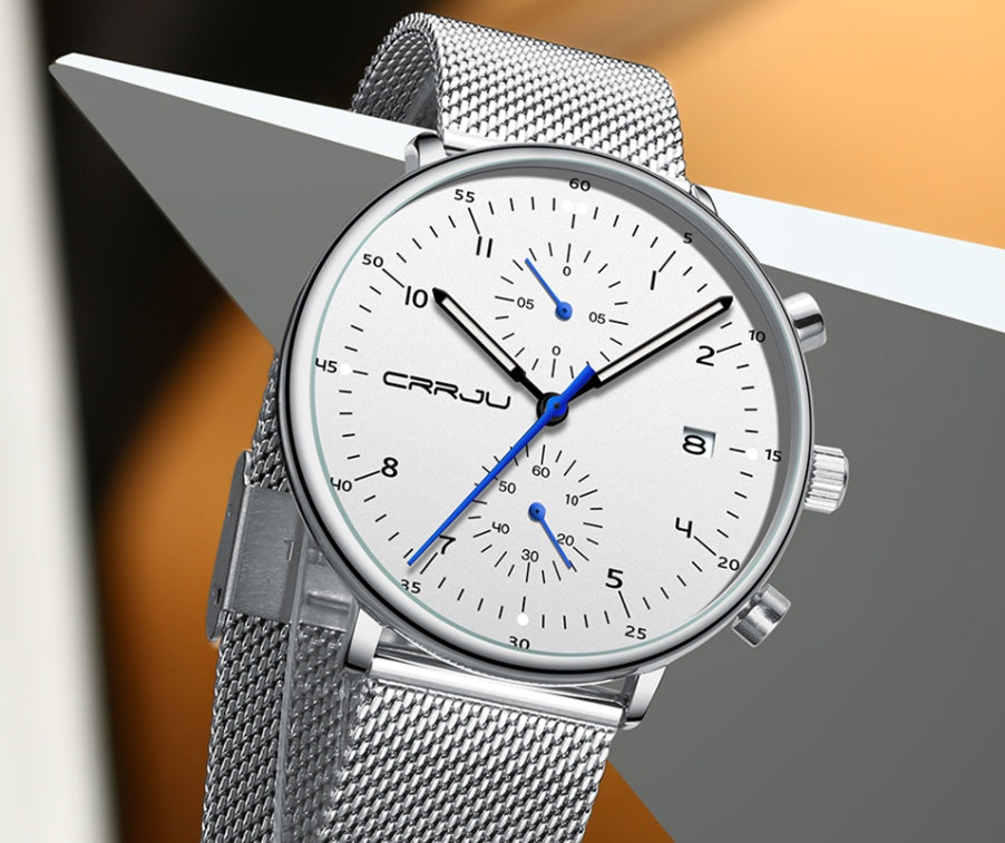 Men's Chronograph Sport Watch - Multi-Function Stainless Steel Watch Sliver Men's Watches