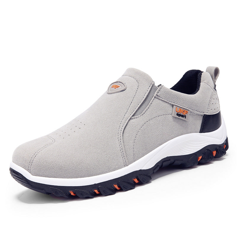 Men's Premium Suede Slip-On Shoes - Outdoor Casual Loafers Grey Men