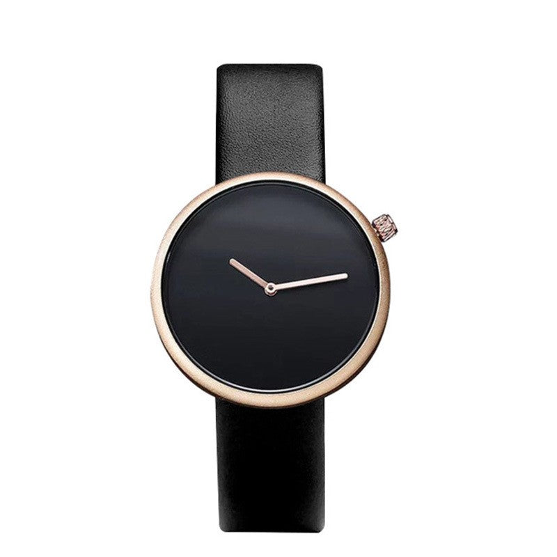 Unisex Minimalist Quartz Watch - Waterproof PU Strap Watch Rose black Unisex Watches