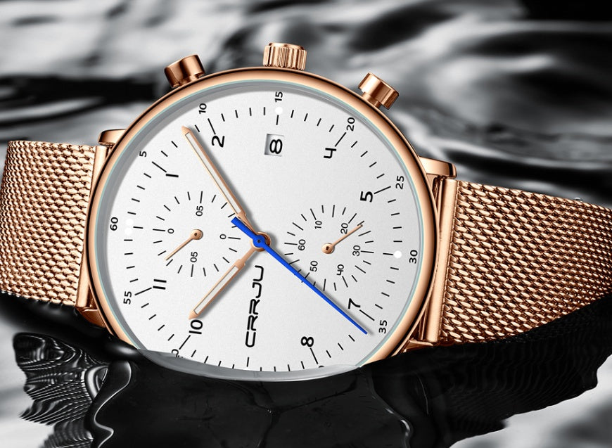 Men's Chronograph Sport Watch - Multi-Function Stainless Steel Watch Gold Men's Watches