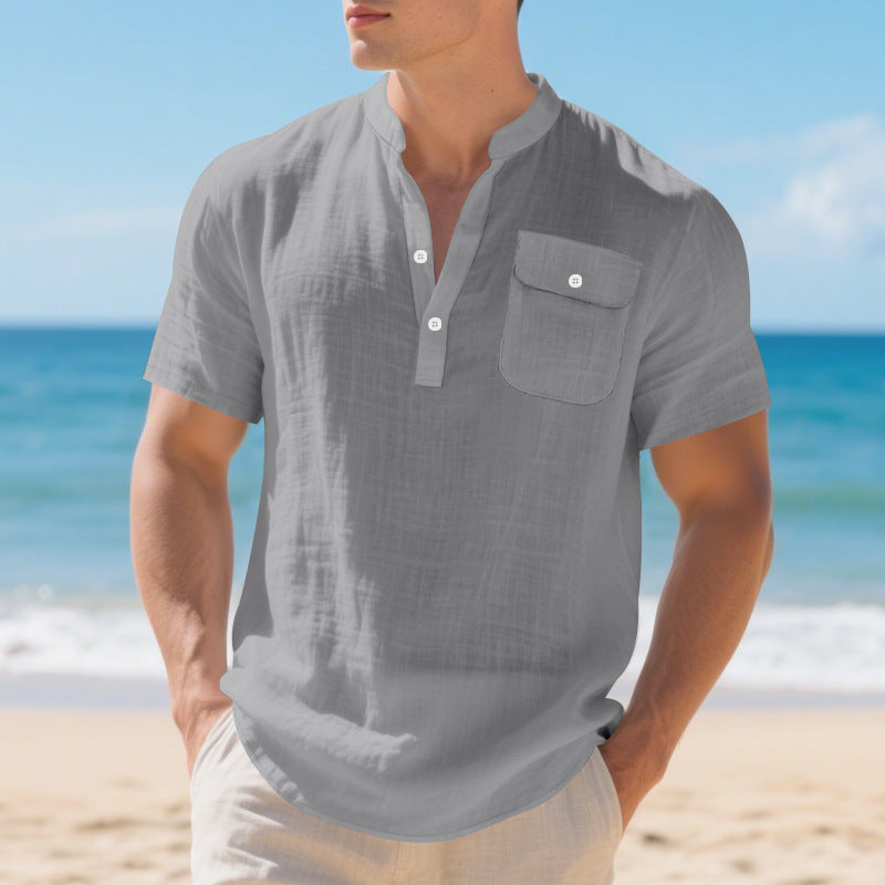 Men's Linen T-Shirt - Lightweight Casual Summer Tee Men's T-Shirts