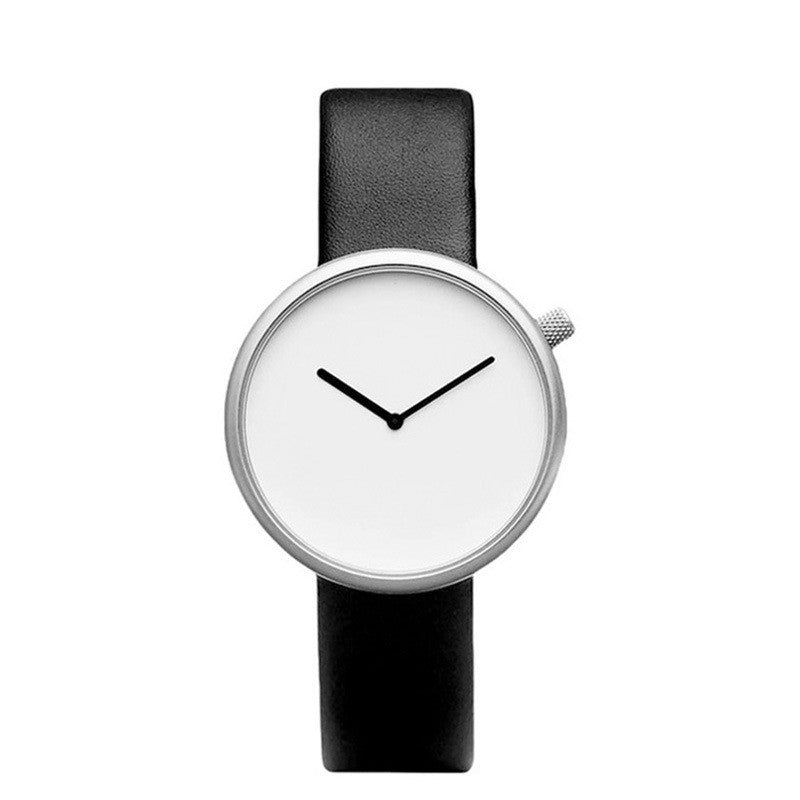 Unisex Minimalist Quartz Watch - Waterproof PU Strap Watch White black Unisex Watches