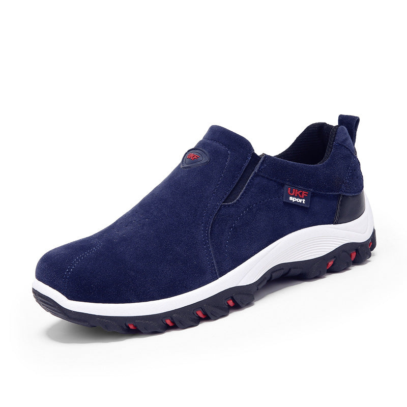 Men's Premium Suede Slip-On Shoes - Outdoor Casual Loafers Blue Men