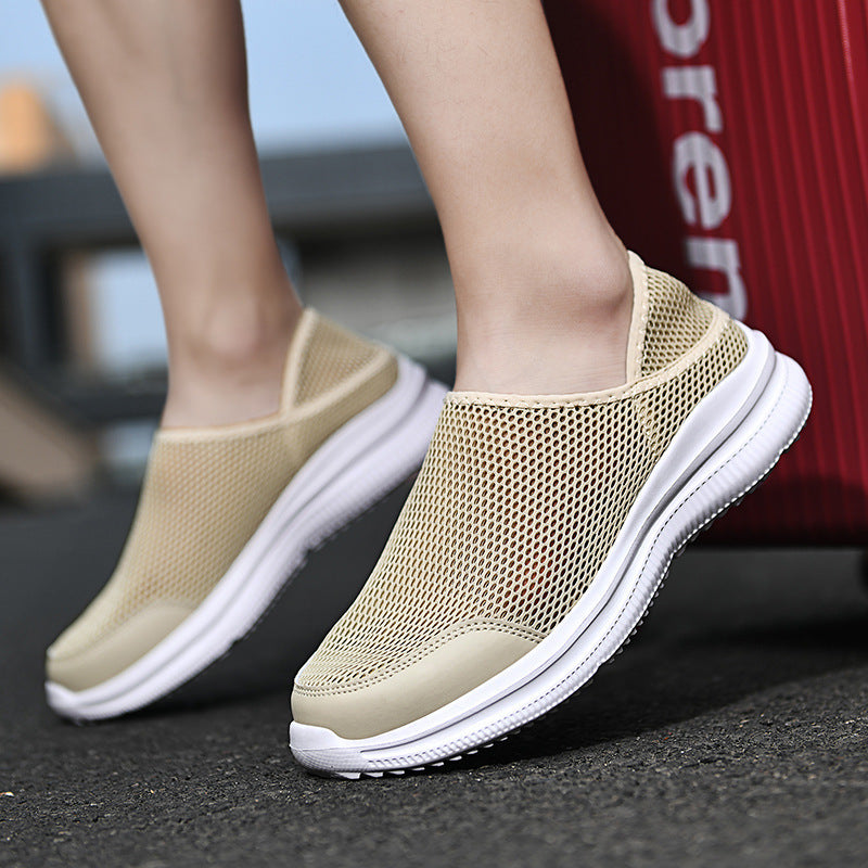 Men's Breathable Mesh Slip-On Shoes - Lightweight Casual Sneakers Apricot Men's Shoes