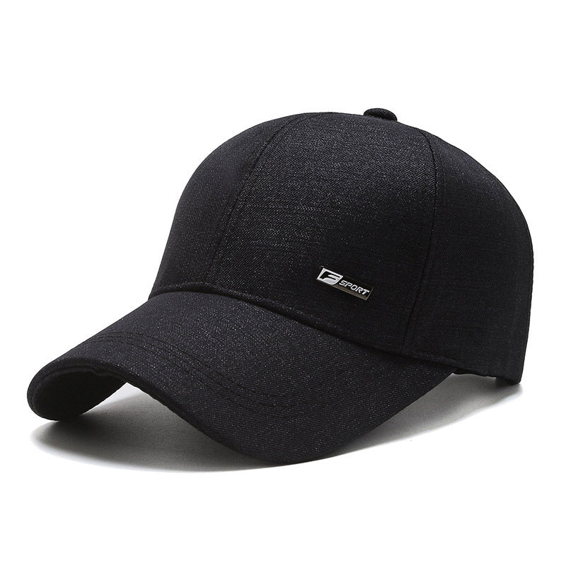 Men's Cotton Baseball Cap - Wide Brim Casual Hat Black 55or60CM Men's Hats