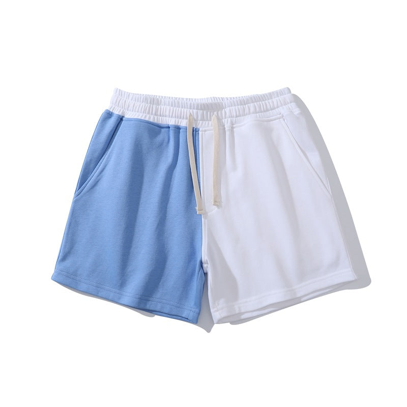 Men's Cotton Contrast Shorts - Oversized Athletic Knit Shorts Blue Men's Shorts