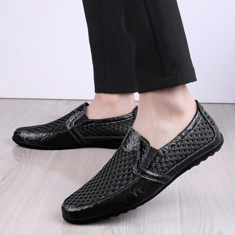 Men's Genuine Leather Sandals - Summer Comfort Slip-On Shoes Men's Sandals