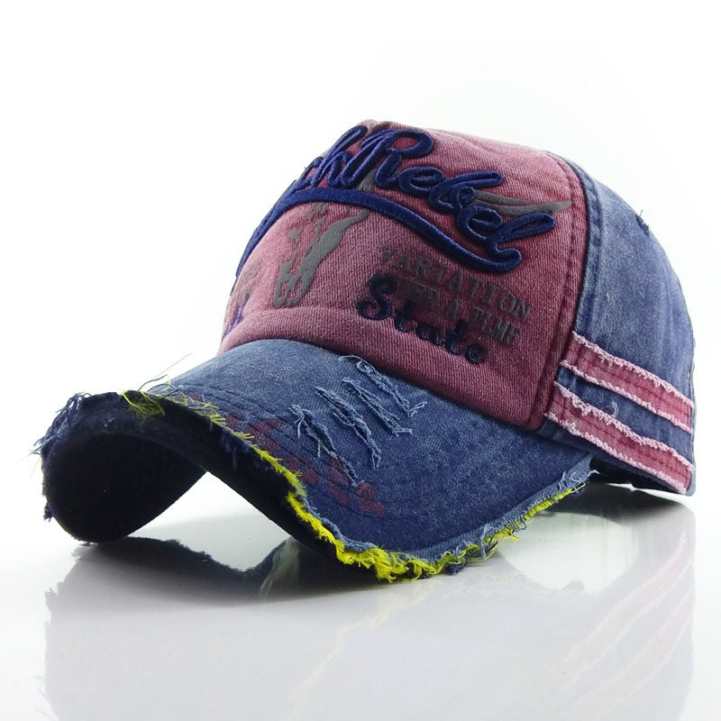 Unisex Denim Baseball Cap - Retro Streetwear Hat Red Unisex Hats