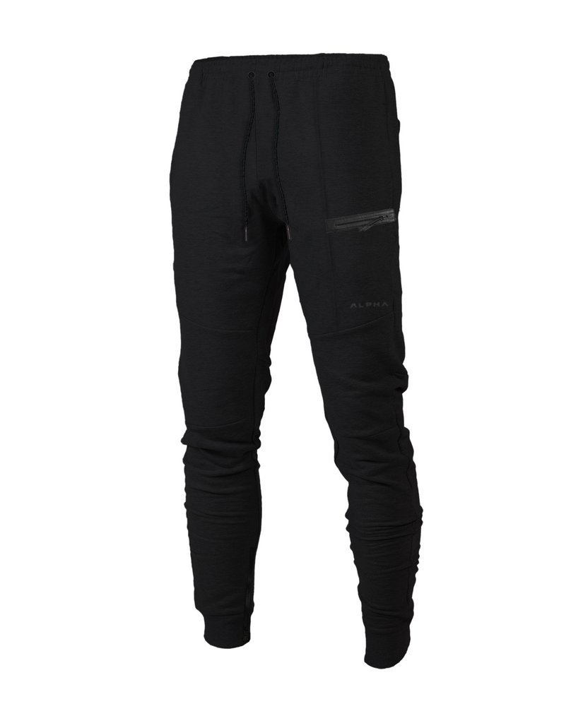 Men's Cotton Joggers - Multi-Pocket Fitness Track Pants Black Men's Pants