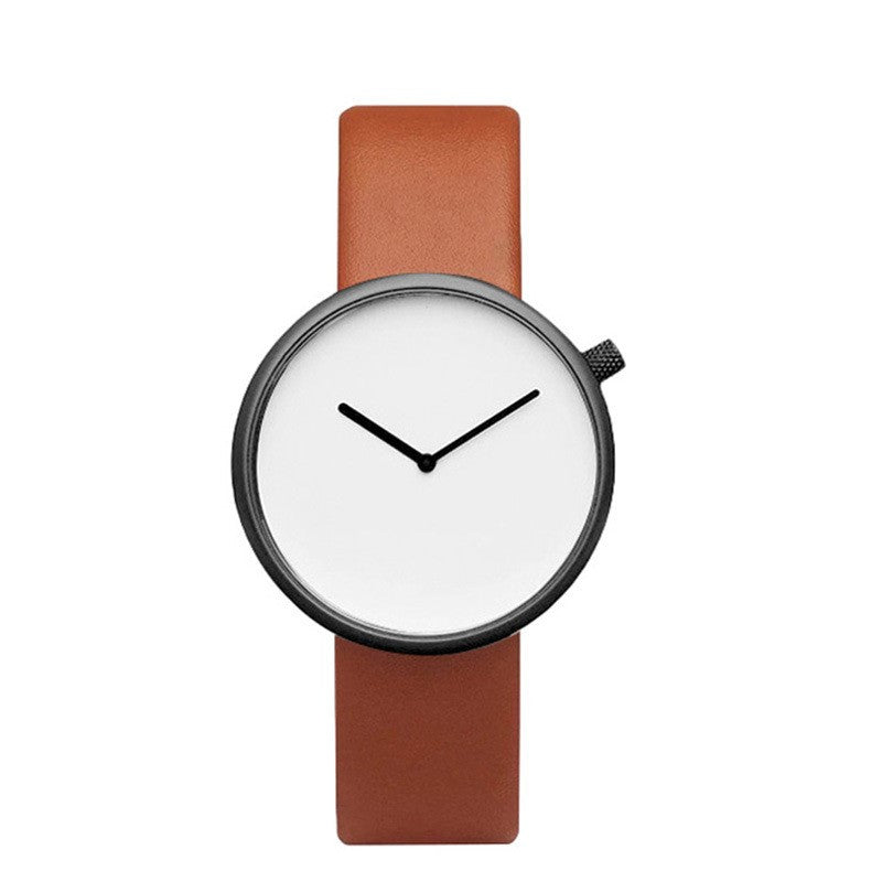 Unisex Minimalist Quartz Watch - Waterproof PU Strap Watch Coffee white Unisex Watches