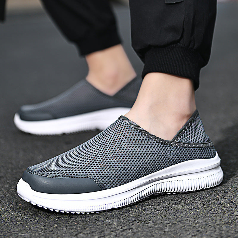 Men's Breathable Mesh Slip-On Shoes - Lightweight Casual Sneakers Dark Grey Men's Shoes