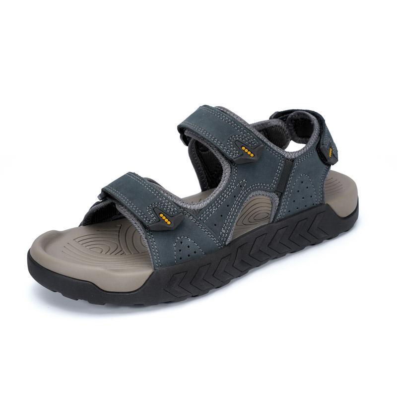 Men's Leather Sport Sandals - Breathable Outdoor Beach Sandals Dark Gray Men's Sandals