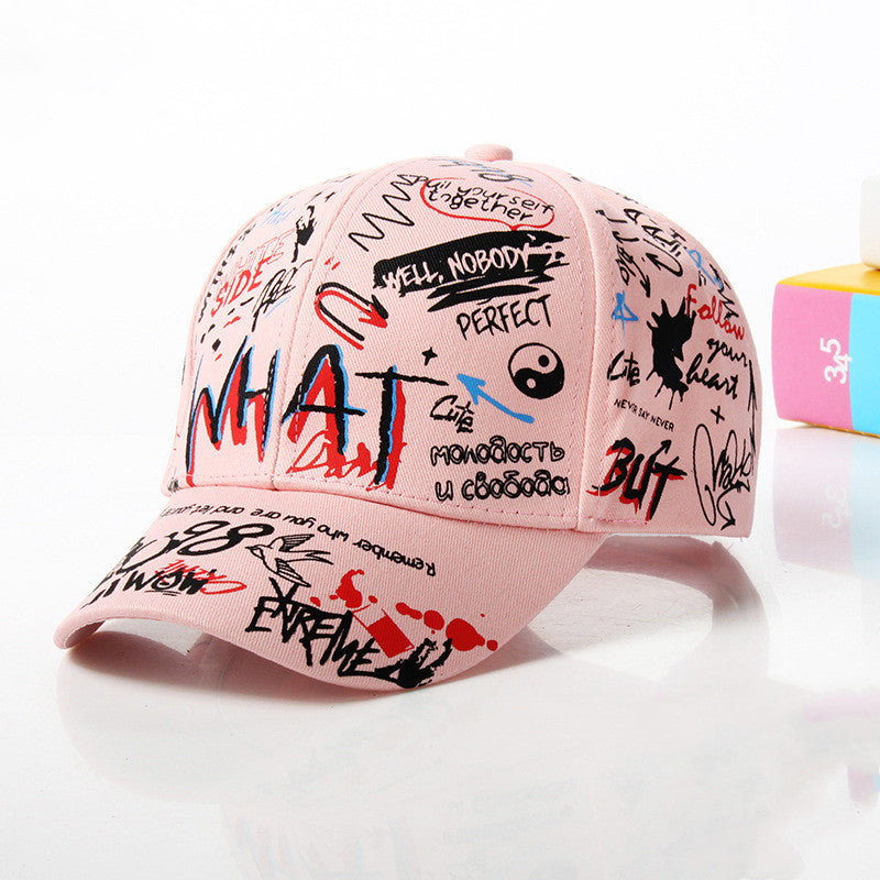 Unisex 'WHAT' Graffiti Baseball Cap - Hip Hop Snapback Hat Pink One size fits all Unisex Hats