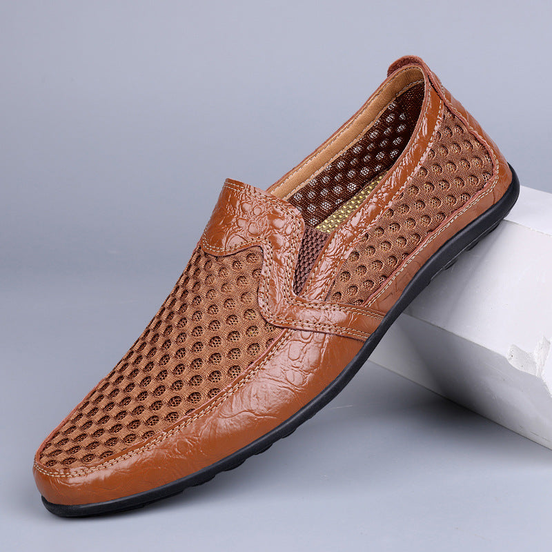 Men's Genuine Leather Sandals - Summer Comfort Slip-On Shoes Men's Sandals