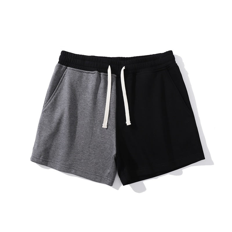 Men's Cotton Contrast Shorts - Oversized Athletic Knit Shorts Black Charcoal Men's Shorts