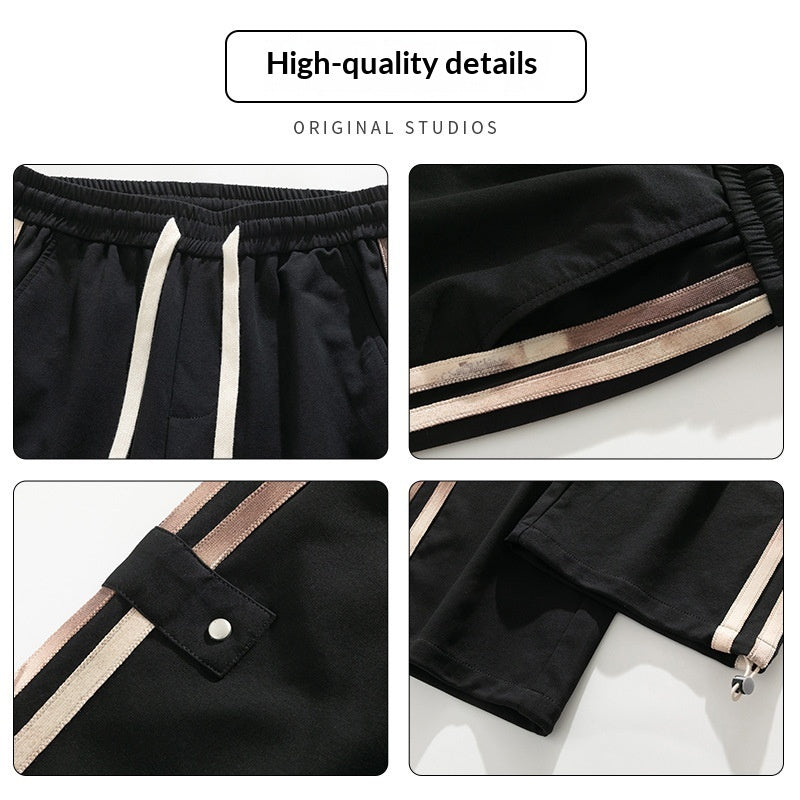 Men's Three-Stripe Track Pants - High-Waist Straight Leg Joggers Men's Pants