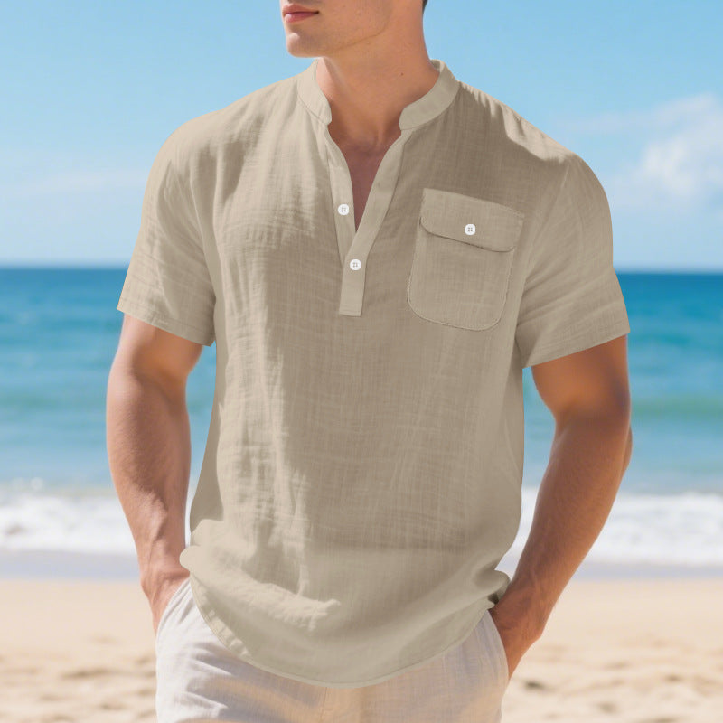 Men's Linen T-Shirt - Lightweight Casual Summer Tee Men's T-Shirts