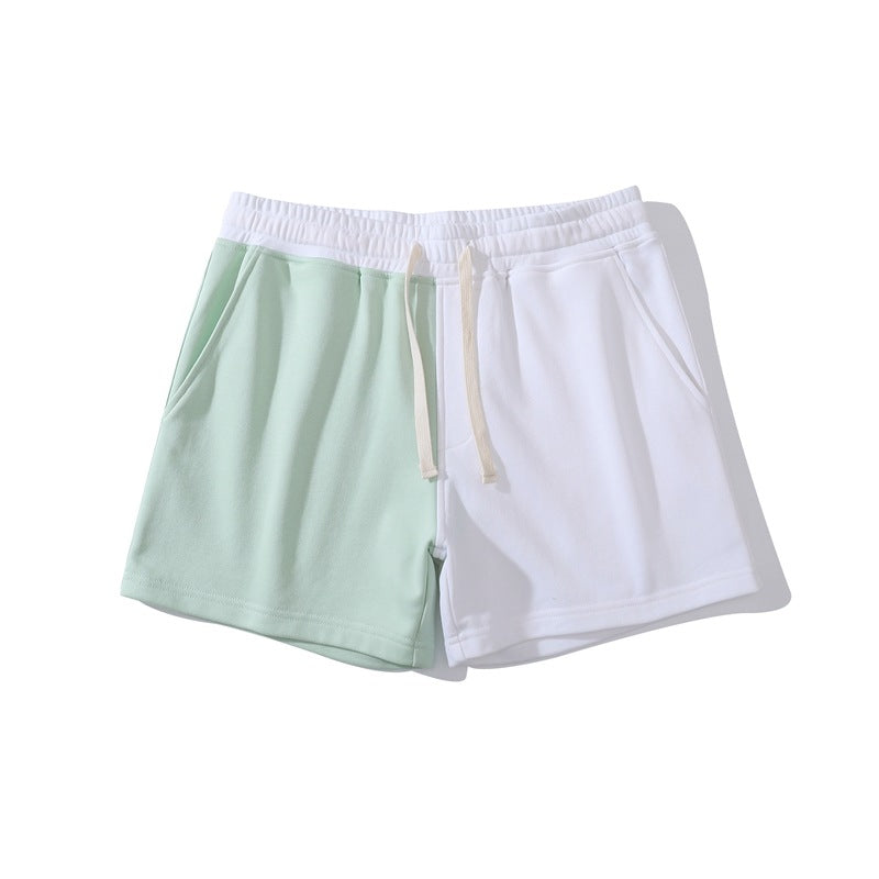 Men's Cotton Contrast Shorts - Oversized Athletic Knit Shorts Bean Green Men's Shorts
