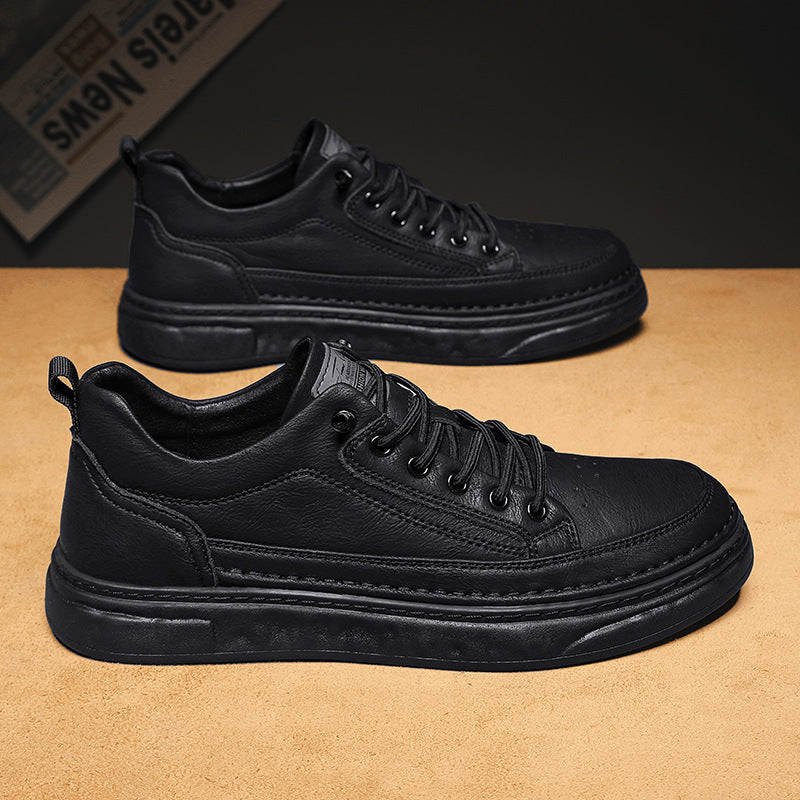 Men's Breathable Slip-On Sneakers - Soft Sole Skateboard Casual Shoes Black 0