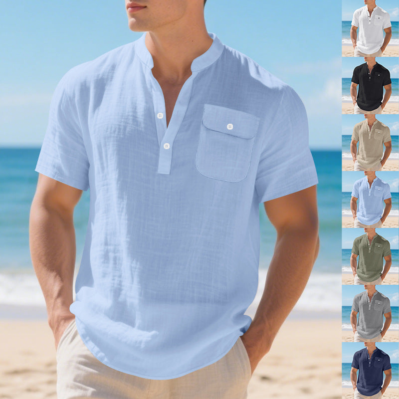 Men's Linen T-Shirt - Lightweight Casual Summer Tee Men's T-Shirts