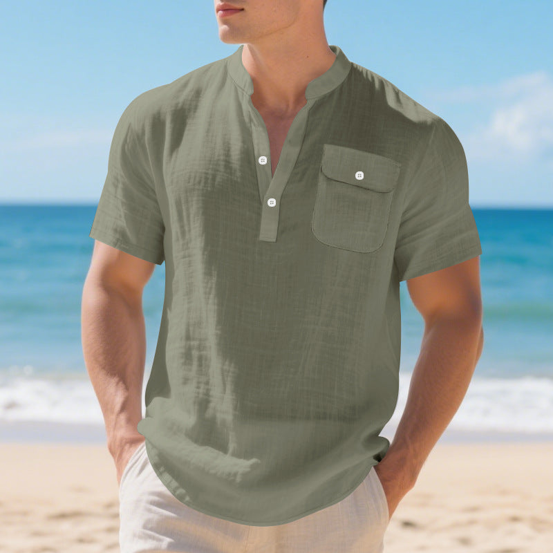 Men's Linen T-Shirt - Lightweight Casual Summer Tee Men's T-Shirts