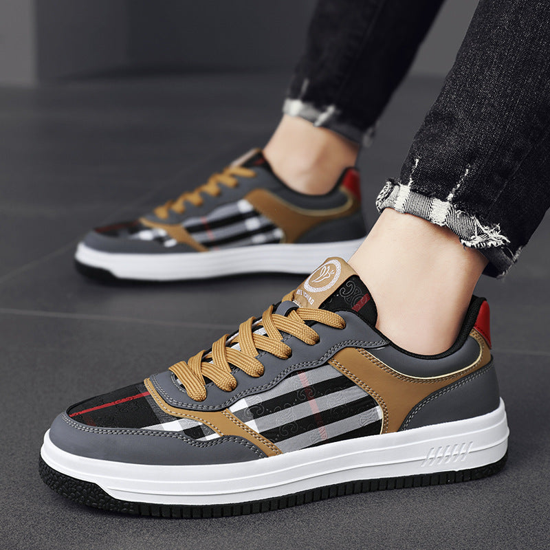 Men's Breathable Platform Sneakers - Color Block Casual All-Season Shoes 0